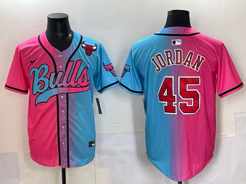 Men Chicago Bulls Nike #45 Jordan Blue pink NBA 2025 Jersey style 004